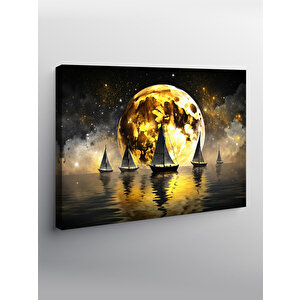 Kanvas Tablo Dolunay Veya Yelkenli Tekneler 100x140 cm