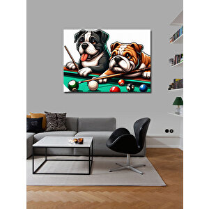 Kanvas Tablo Bilardo Oynayan Sevimli Köpekler 100x140 cm