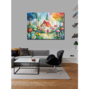 Kanvas Tablo Sevimli Orman Ve Mantar Ev 70x100 cm