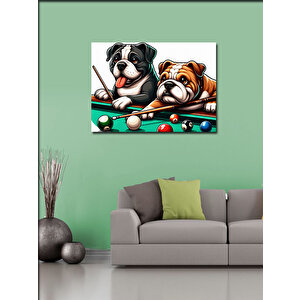 Kanvas Tablo Bilardo Oynayan Sevimli Köpekler 70x100 cm