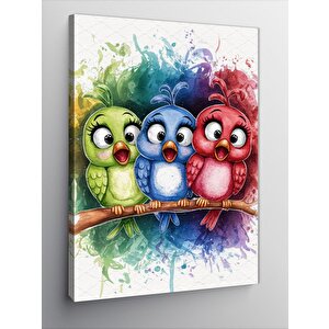 Kanvas Tablo Renkli Kuşlar 100x140 cm