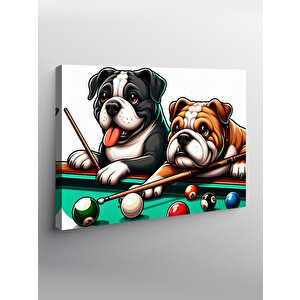 Kanvas Tablo Bilardo Oynayan Sevimli Köpekler