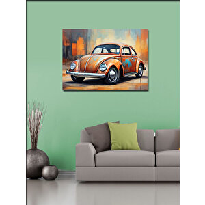 Kanvas Tablo Turuncu Retro Kaplumbağa Araba 100x140 cm