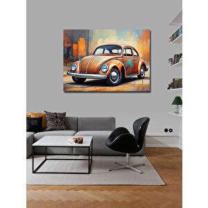 Kanvas Tablo Turuncu Retro Kaplumbağa Araba 100x140 cm