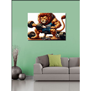 Kanvas Tablo Dambıl Kaldıran Aslan 70x100 cm