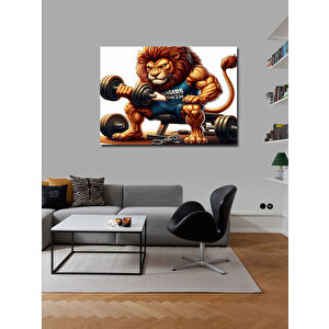 Kanvas Tablo Dambıl Kaldıran Aslan 70x100 cm