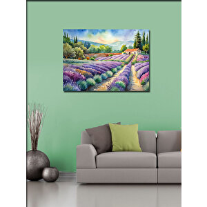 Kanvas Tablo Pastel Renkli Lavanta Bahçesi 70x100 cm
