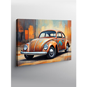 Kanvas Tablo Turuncu Retro Kaplumbağa Araba 70x100 cm