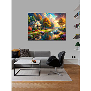 Kanvas Tablo Manzaralı Müstakil Ev 70x100 cm