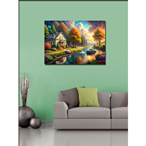 Kanvas Tablo Manzaralı Müstakil Ev 70x100 cm