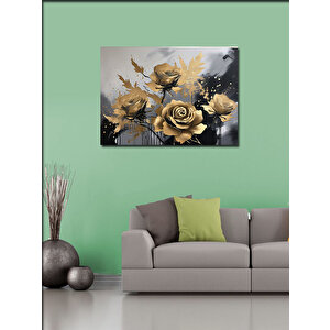 Kanvas Tablo Gold Rengi Güller 70x100 cm