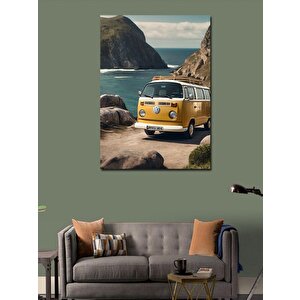 Kanvas Tablo Retro Minibüs Ve Deniz Manzarası