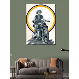 Kanvas Tablo Retro Motosiklet Ve Kadın