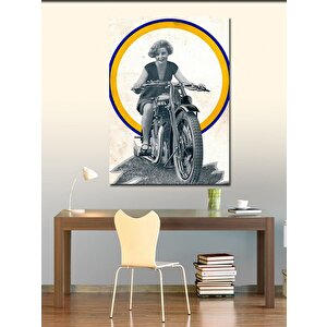 Kanvas Tablo Retro Motosiklet Ve Kadın