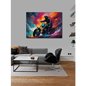 Kanvas Tablo Motosiklet Süren Motorcu