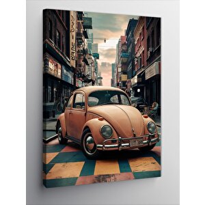 Kanvas Tablo Retro Kaplumbağa Araba