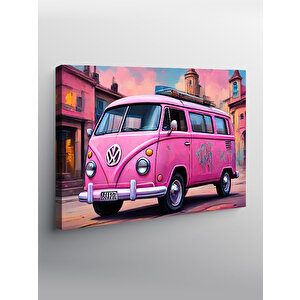 Kanvas Tablo Retro Pembe Minibüs 70x100 cm