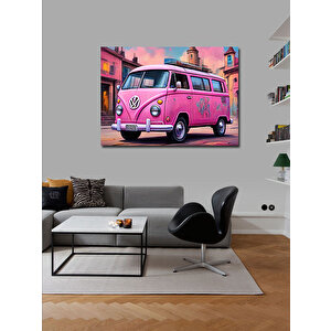 Kanvas Tablo Retro Pembe Minibüs 70x100 cm
