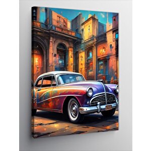Kanvas Tablo Klasik Araba Ve Retro Şehir