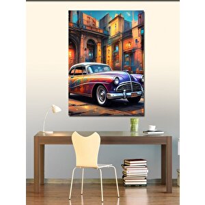 Kanvas Tablo Klasik Araba Ve Retro Şehir