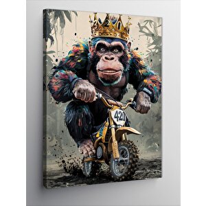 Kanvas Tablo Motosiklet Kullanan Maymun