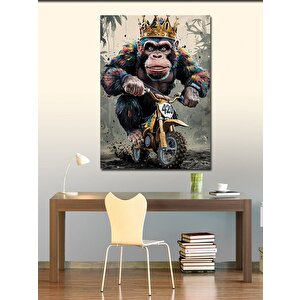 Kanvas Tablo Motosiklet Kullanan Maymun