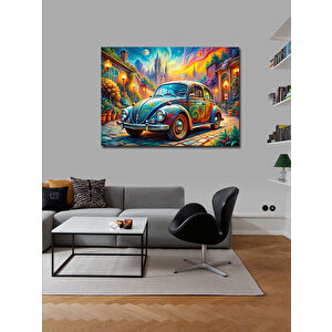 Kanvas Tablo Renkli Retro Kaplumbağa Araba 70x100 cm