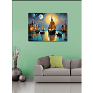 Kanvas Tablo Retro Tekneler Ve Evler 70x100 cm