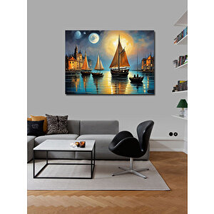 Kanvas Tablo Retro Tekneler Ve Evler 70x100 cm