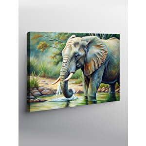 Kanvas Tablo Su İçen Fil 70x100 cm