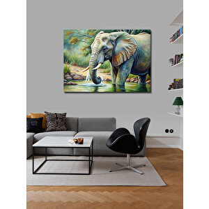 Kanvas Tablo Su İçen Fil 70x100 cm