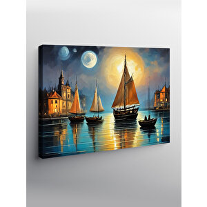 Kanvas Tablo Retro Tekneler Ve Evler 100x140 cm