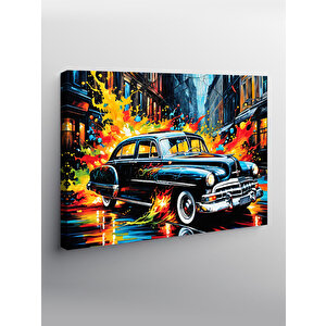 Kanvas Tablo Siyah Retro Klasik Araba 70x100 cm