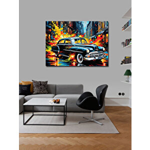 Kanvas Tablo Siyah Retro Klasik Araba 70x100 cm