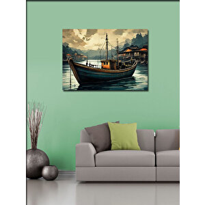 Kanvas Tablo Retro Balıkçı Teknesi 100x140 cm
