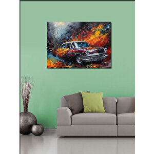 Kanvas Tablo Kırmızı Retro Araba 100x140 cm