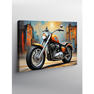 Kanvas Tablo Turuncu Chopper Motosiklet 70x100 cm