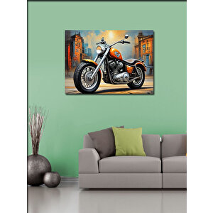 Kanvas Tablo Turuncu Chopper Motosiklet 70x100 cm