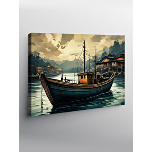 Kanvas Tablo Retro Balıkçı Teknesi