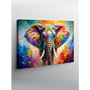 Kanvas Tablo Renkli Boyalı Fil 100x140 cm