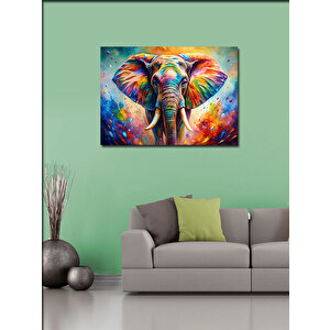 Kanvas Tablo Renkli Boyalı Fil 100x140 cm