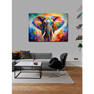 Kanvas Tablo Renkli Boyalı Fil 100x140 cm