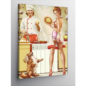 Kanvas Tablo Aşçılar Ve Köpek 100x140 cm