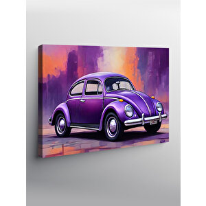 Kanvas Tablo Retro Mor Kaplumbağa Araba 100x140 cm