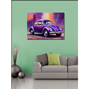 Kanvas Tablo Retro Mor Kaplumbağa Araba 100x140 cm