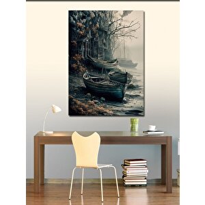 Kanvas Tablo Sahildeki Eski Ahşap Tekneler 100x140 cm