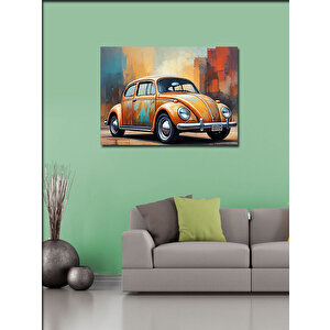 Kanvas Tablo Turuncu Retro Kaplumbağa Araba 70x100 cm