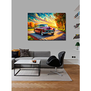 Kanvas Tablo Kırmzı Retro Klasik Araba 100x140 cm