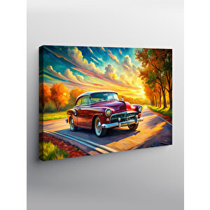 Kanvas Tablo Kırmzı Retro Klasik Araba 70x100 cm