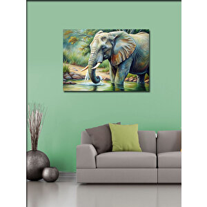 Kanvas Tablo Fil Ve Nehir 70x100 cm